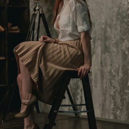 Champagne Plissé Skirt