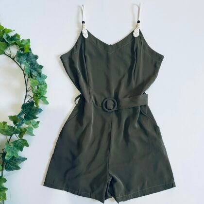 Olive Belted Romper