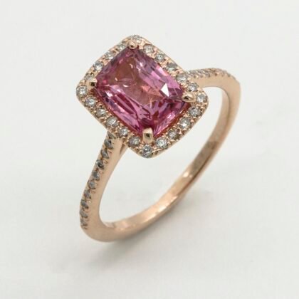 Rose Sapphire Halo Ring