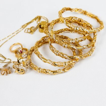 Braided Gold Bangle Stack